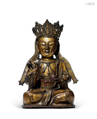 明 铜鎏金地藏菩萨坐像