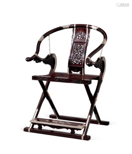 赞比亚小叶紫檀螭龙麒麟纹交椅