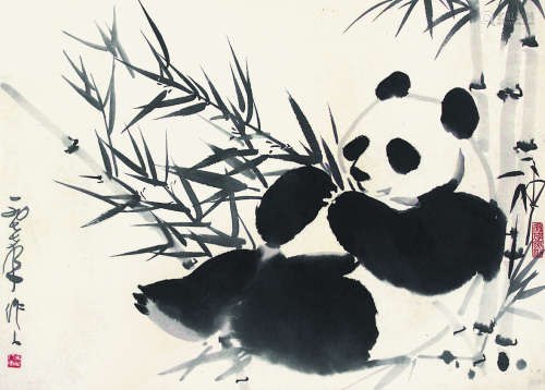 吴作人 熊猫图 立轴 纸本