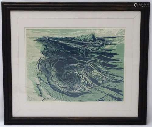 Gertrude Hermes (1901-1983) British, Limited edition linocut 8/50, ' The Whirlpool 1970', Signed ,