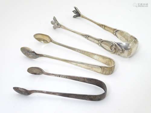 Silver sugar tongs: 1 x hallmarked Sheffield 1921 maker Henry Williamson Ltd.