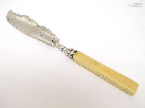 A Victorian silver butter knife with ivory handle. Hallmarked Birmingham 1845.