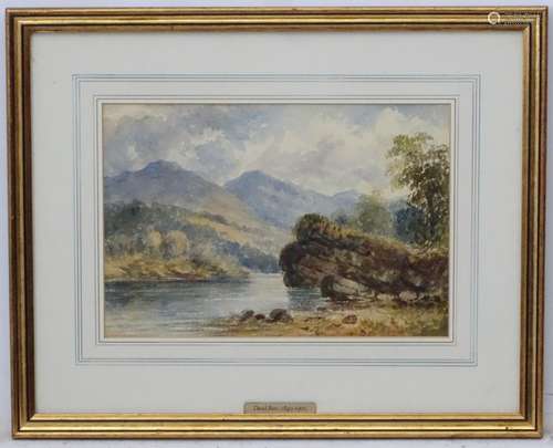 David Bates (1840-1900), Watercolour, A Welsh Lake in the mountains, Labelled lower ,