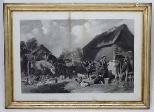 G Paterson after JF HERRING, Monochrome steel point engraving 1859, ' An English Farm Yard '.