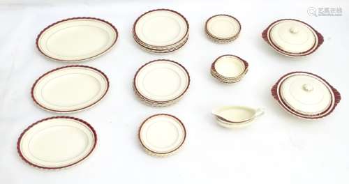 A quantity of J&G Meakin Registered Sol dinner wares to include 3 graduated oval dishes,