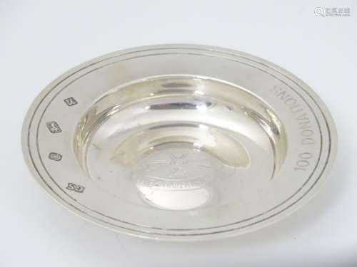 A silver miniature armada dish engraved ' Scottish national Blood Transfusion Association 100