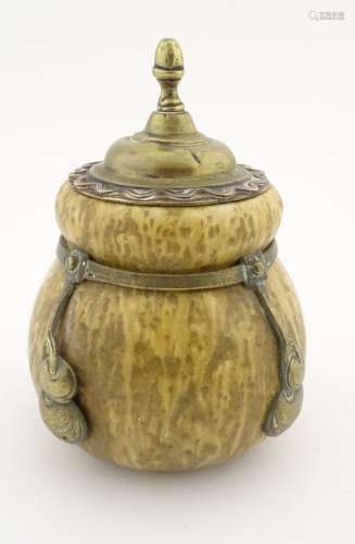 A Continental Amphora gourd shaped pot, glazed in mottled cream glazes,