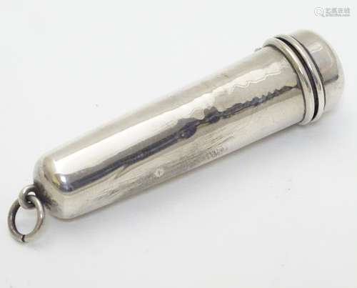 A silver cheroot holder case with hinged lid. Hallmarked London 1922 maker Henry Perkins & Sons.