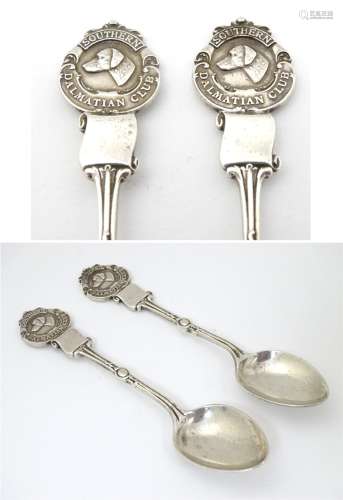 Dalmatian Dog interest : A pair of silver teaspoons,