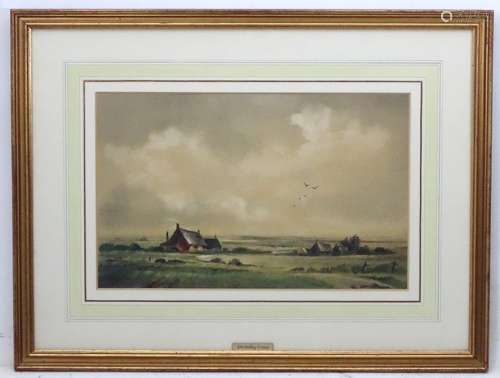 John Snelling (b1924), Watercolour, ' Essex Fields', Bears Mall Galleries label verso ,