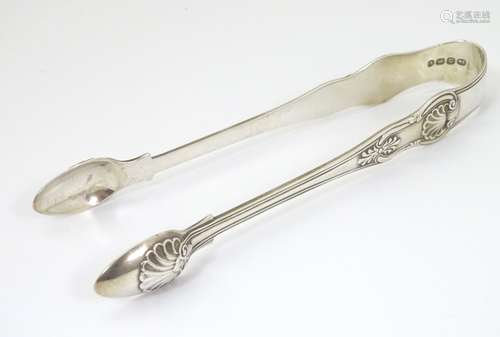 silver sugar tongs hallmarked London 1828 maker William Eaton.