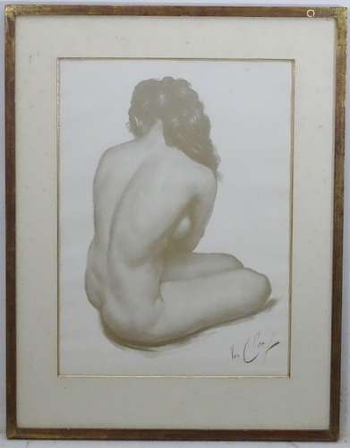 Van Cleef XX?, Grisalle print, Back of a seated nude.