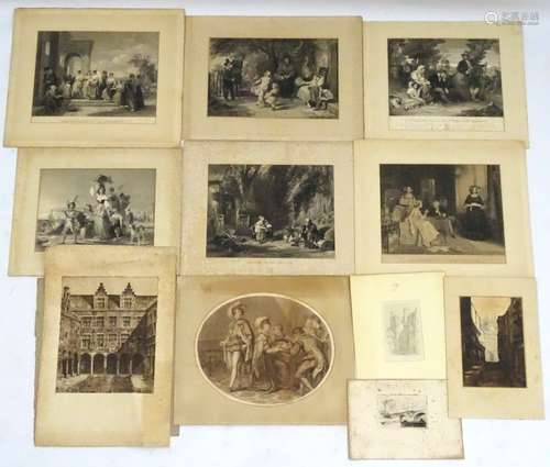 Collection of 19thC engravings , To include an oval after Bartolozzi RA, A sepia mezzotint oval,