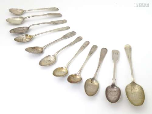 11 assorted Scottish spoons to include examples hallmarked Edinburgh 1814 maker Alexander Henderson,