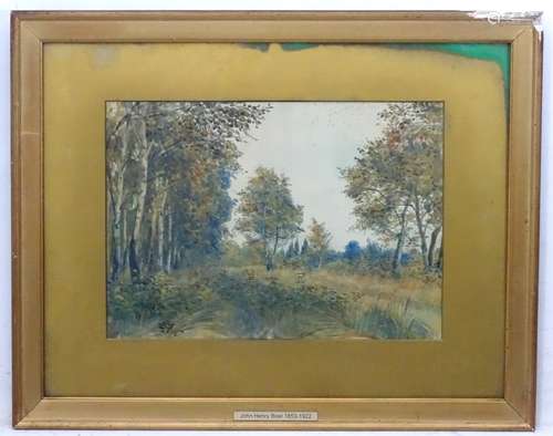 John Henry Boel (1853 - 1922), Watercolour, The edge of the wood,