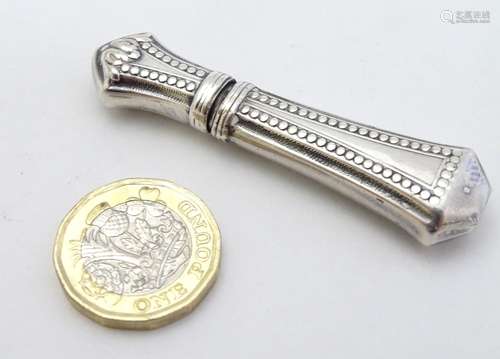 A Victorian white metal needle / bodkin case 2 1/2