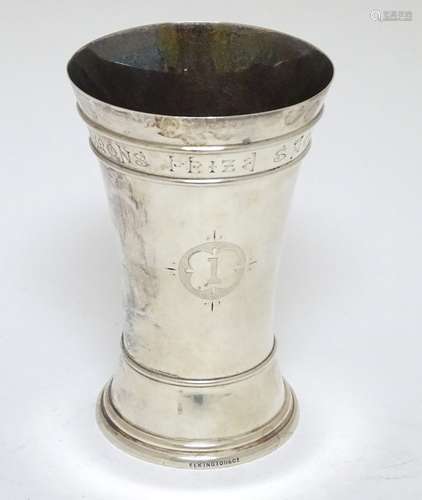 Political Interest : A Victorian silver beaker engraved ' Lords & Commons Prize Shoeburyness 1871' .