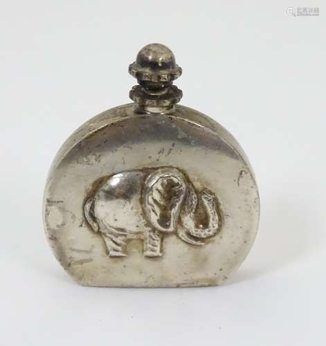 A Mexican silver miniature perfume / scent bottle with elephant. marked under.