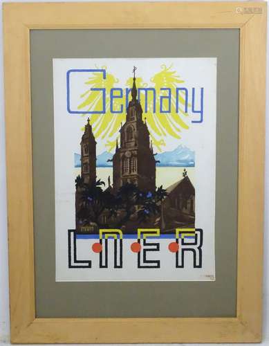 Waldermar Gierth early XX, Original railway poster, A LNER advertising poster for a trip to Germany,