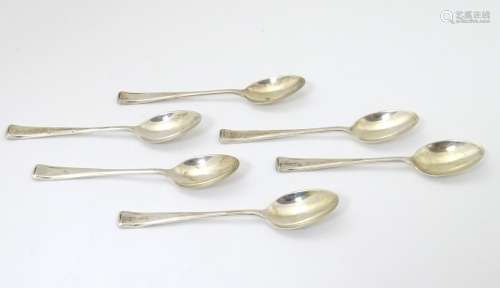 A set of 6 silver teaspoons hallmarked Birmingham 1933 maker RR 4 ½” long (68g)