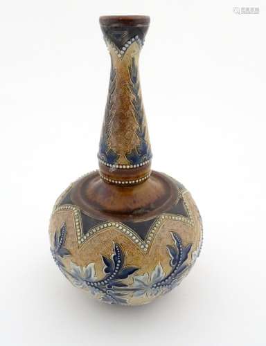 Arts and crafts: Art Union of London, Doulton Lambeth stoneware bottle vase.