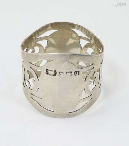 A silver napkin ring hallmarked Birmingham 1919 maker Maker A J Pepper & Co. Ltd.