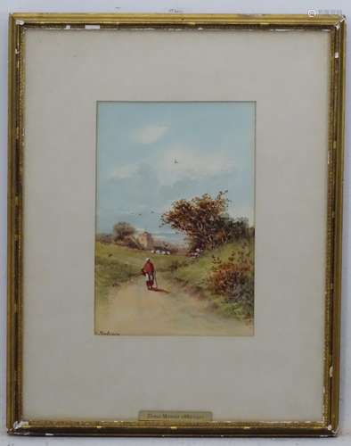 Thomas Mortimer (1880 - 1920), Watercolour, Figure walking down a country lane,