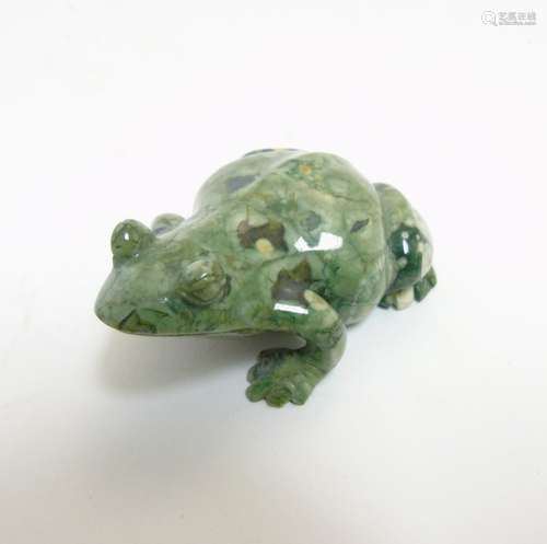 An Oriental carved jade / hardstone figure of a frog 2 7/8