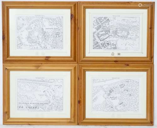 Four framed Ordnance Survey Jubilee Maps of Balmoral Castle, Windsor Castle,