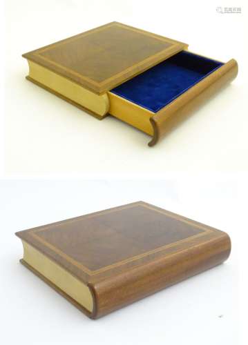 An early - mid 20thC book box with quarter veneered,
