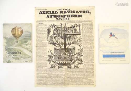 The Royal Aeronautical Society Programmes for 'Garden Party, 1947' and 'Grand Aerostatic Fete,