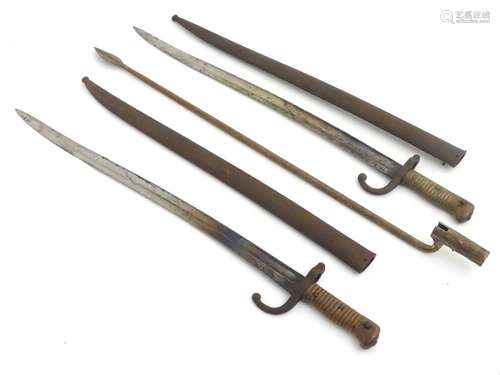 Militaria: A trio of 19thC French bayonets,