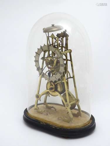 Skeleton clock : An eight day fusee passing strike clock,