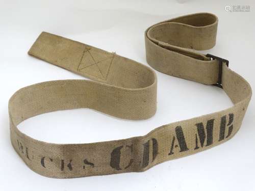 Militaria : A British WWII / World War 2 webbing belt ,