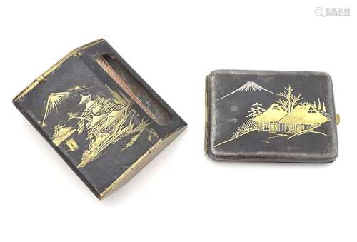 An early 20thC Japanese Amita match box case ,