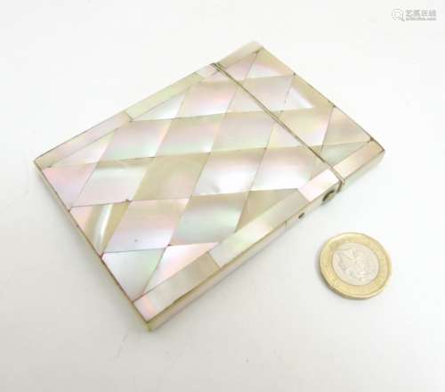 A Late Victorian mother of pearl visiting card case 4 1/8