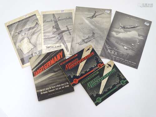 Militaria: A collection of mounted monochrome advertisements for WWII / World War 2 RAF aircraft