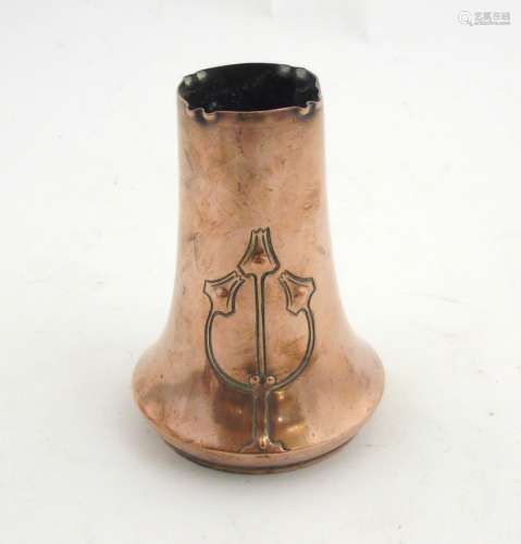 Decorative Metalware : An Arts and Crafts 'Isis 4027' embossed copper vase, marked to base.
