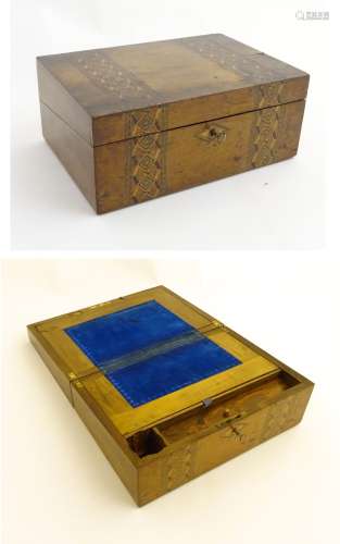 A Victorian inlaid banded writing slope 11 3/4