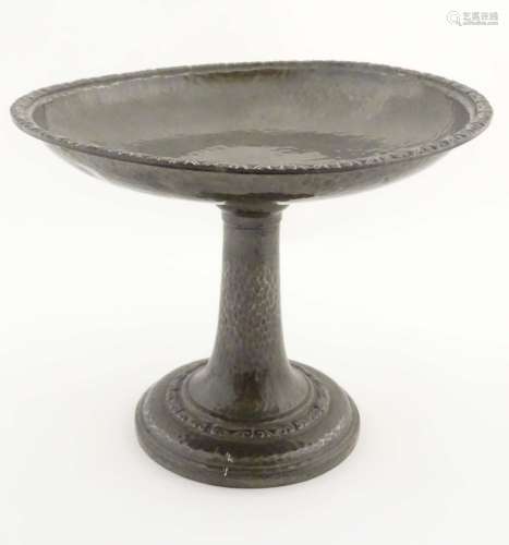 Arts and Crafts : a Liberty Tudric pewter hammered Comport/Tazza, no.