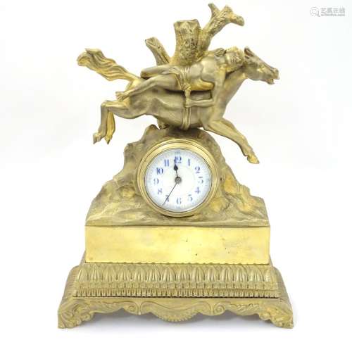 Mazeppa ormolu clock : an ormolu clock with figure of Mazeppa tied to a bolting horse after Lord