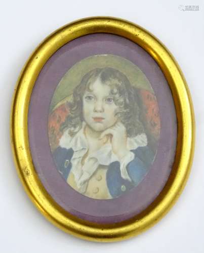 C.1900, miniature on ivory , an oval, Portrait of a young boy.