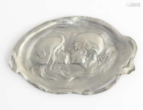 WMF Art Nouveau : A pewter visiting card tray ,