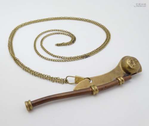 Militaria : An early to mid - 20thC Bosun's Whistle , of brass and copper manufacture ,