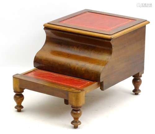 An early / mid 19thC mahogany library step converted from a step commode,