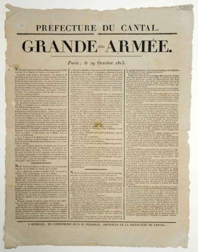 CANTAL . BULLETIN DE LA «GRANDE ARMÉE. PARIS le 29...