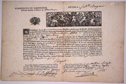 (ESSONNE. 1775. DOURDAN) Commission de Marchand Dé...