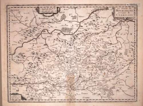 Carte XVIIe s.: «De Duché de BOURGOGNE et le Comté...