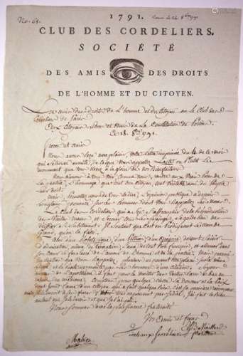 1791. CLUB DES CORDELIERS DE PARIS ou la Société d...