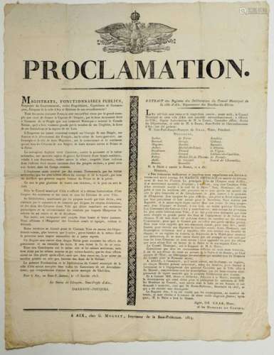 BOUCHES DU RHÔNE 1813. NAPOLÉON. AIX EN PROVENCE. ...